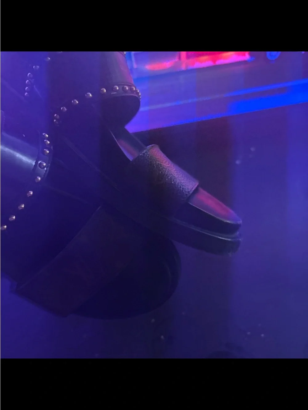 Louis Vuitton Black Leather Studded Slide Sandals